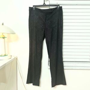 Willi Smith Size 14 Womens Black Floral Embossed Boot Leg Pants Slacks